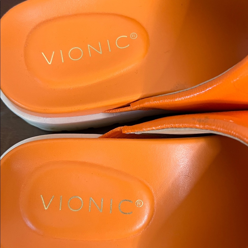 Vionic Vesta Platform 90’s Orange Marigold Comfort Slide Sandals Size 5 - Picture 7 of 10